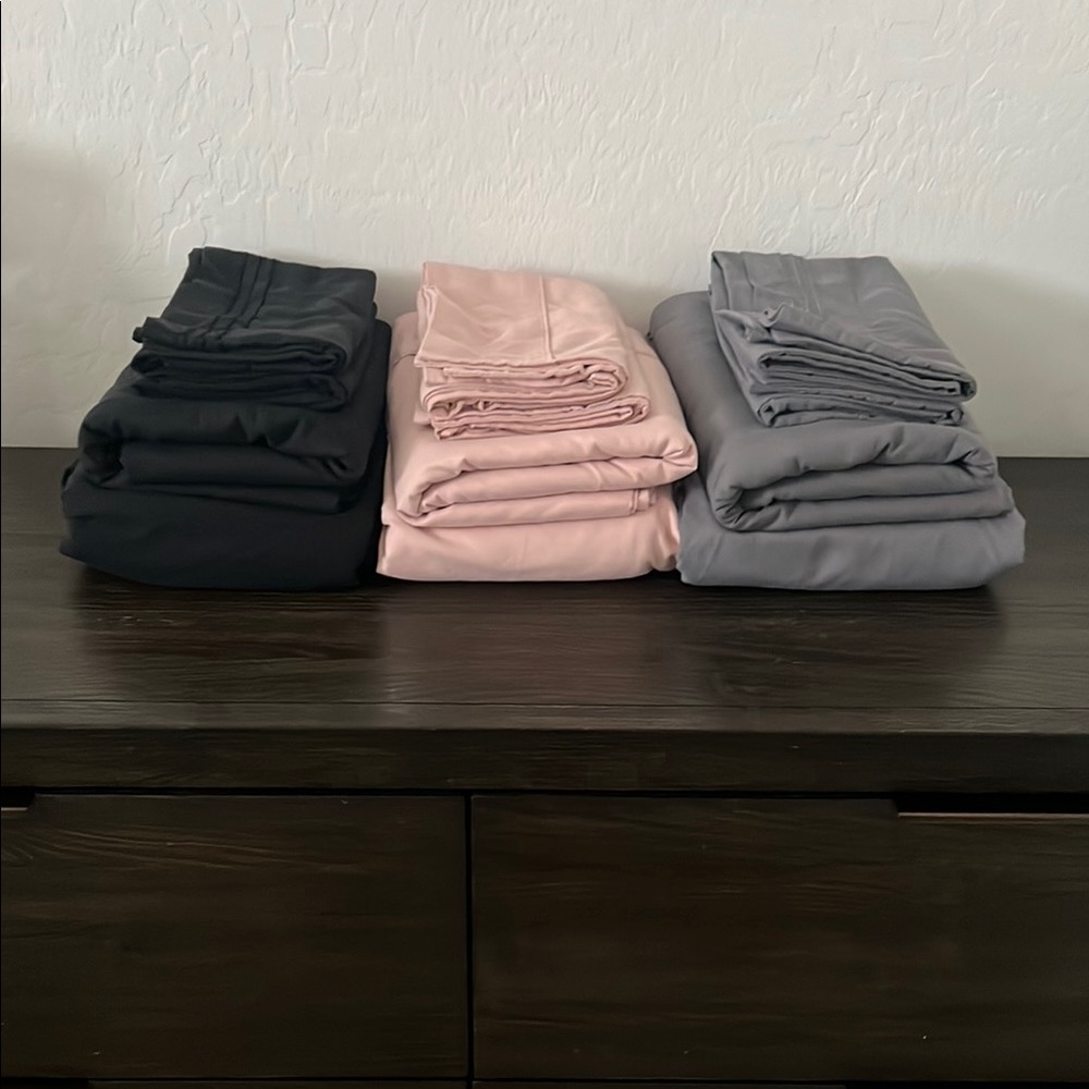 King Set of Black, Pink, and Gray Sheets